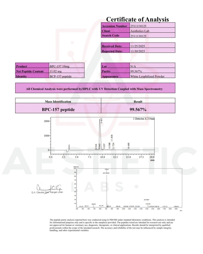 Aesthetic Labs Peptido BPC-157 Alta Pureza 99.9%