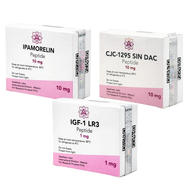 Protocolo Peptidos Masa Muscular Maxima IGF1-LR3 +CJC-1295 Sin Dac + Ipamorelin Aesthetic Labs