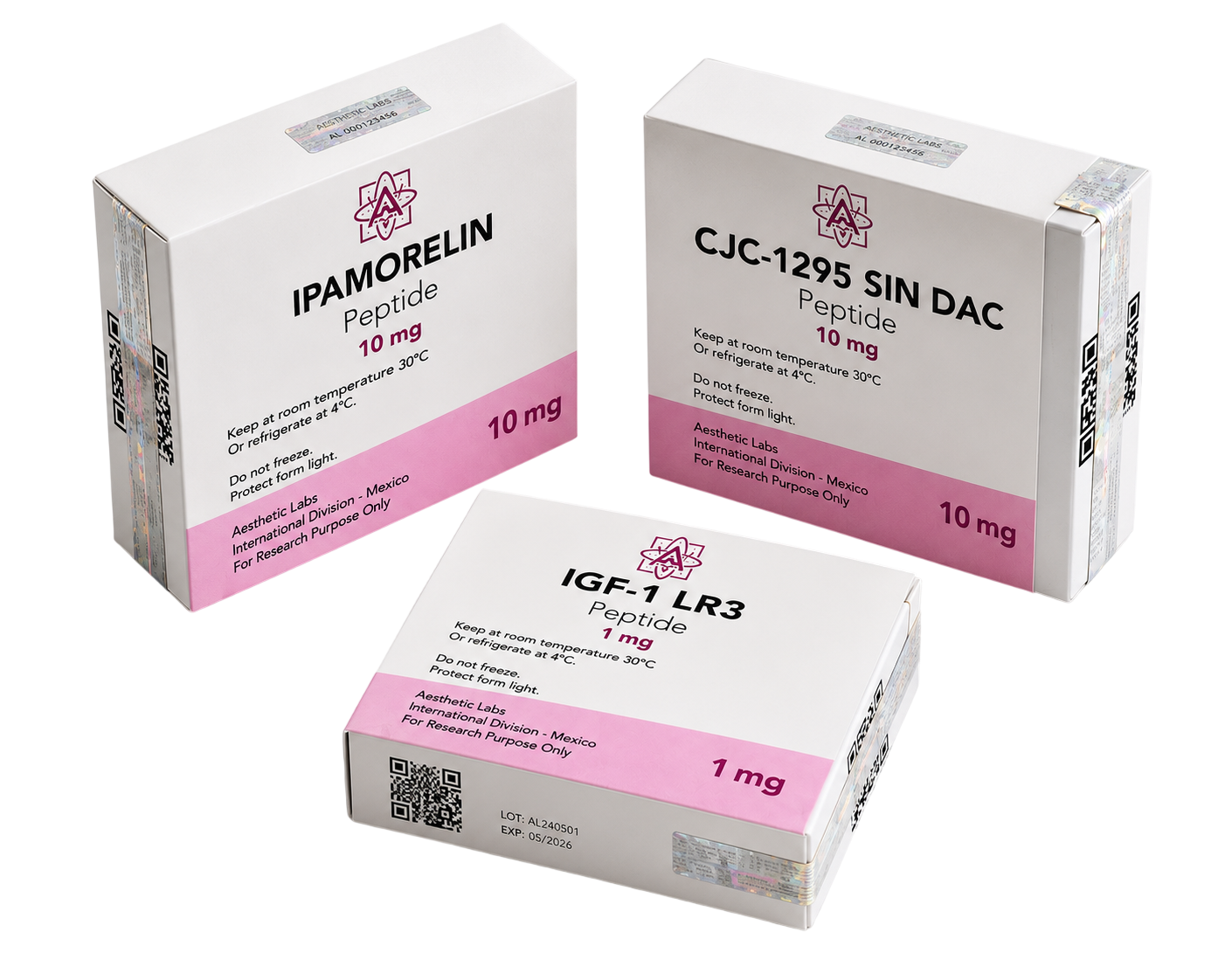 Protocolo Peptidos Masa Muscular Maxima IGF1-LR3 +CJC-1295 Sin Dac + Ipamorelin Aesthetic Labs